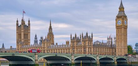 United Kingdom, London, the Palace of Westminster, also known as the Houses of Parliament, includes St. Margaret Church and the Clock Tower of the Palace of Westminster, which houses the famous Big Ben bell