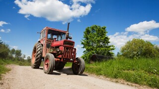 Tractor on country road