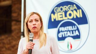 Piacenza, Italy, May 31, 2022. Giorgia Meloni, leader of Fratelli d'Italia party, speaks during the rally for the mayoral elections of Piacenza,