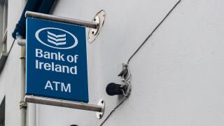 Bank of Ireland ATM sign with copy space.