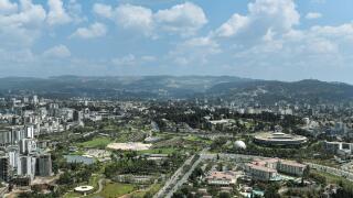 Addis Ababa. 16th Feb, 2025. This photo taken on Feb. 16, 2025 shows a city view of Addis Ababa, Ethiopia. Addis Ababa, the capital of Ethiopia and home to headquarters of the African Union, is surrounded by mountains, and boasts mild climate and rich cul