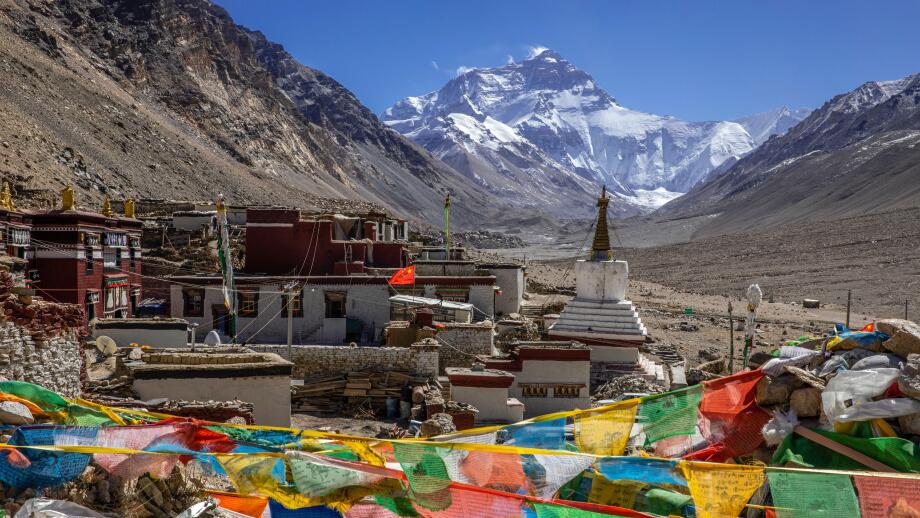 Mount Everest Base Camp with Rongbuk Monastery in Shigatse, Tibet