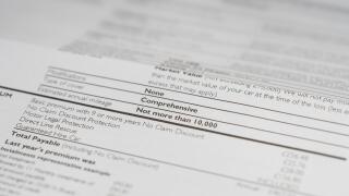 Annual UK motor insurance renewal request Direct Line, details blurred except key wording