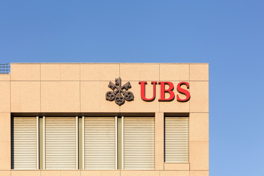 Geneva, Switzerland - August 14, 2016: UBS offices. UBS is a Swi