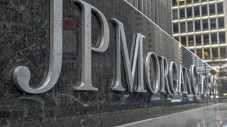 New York - April 14, 2018: The corporate sign in front of the JP Morgan Chase & Co office building on Park Avenue in New York City.