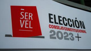 Valparaiso, Chile. 07th May, 2023. Sign indicating the election of the constitutional council 2023 Chile. Election Constitutional Council 2023 Chile. (Photo by Cristobal Basaure Araya/SOPA Images/Sipa USA) Credit: Sipa USA/Alamy Live News