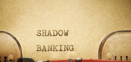 Shadow banking text written with a typewriter.