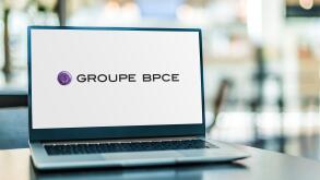 POZNAN, POL - FEB 6, 2021: Laptop computer displaying logo of Groupe BPCE, a French banking group