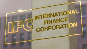 Logo sign of the IFC International Finance Corporation part of World Bank Worldbank Group on office building in Washington DC