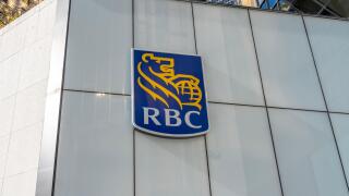 RBC (Royal Bank of Canada) logo on the building in Toronto, Ontario, Canada