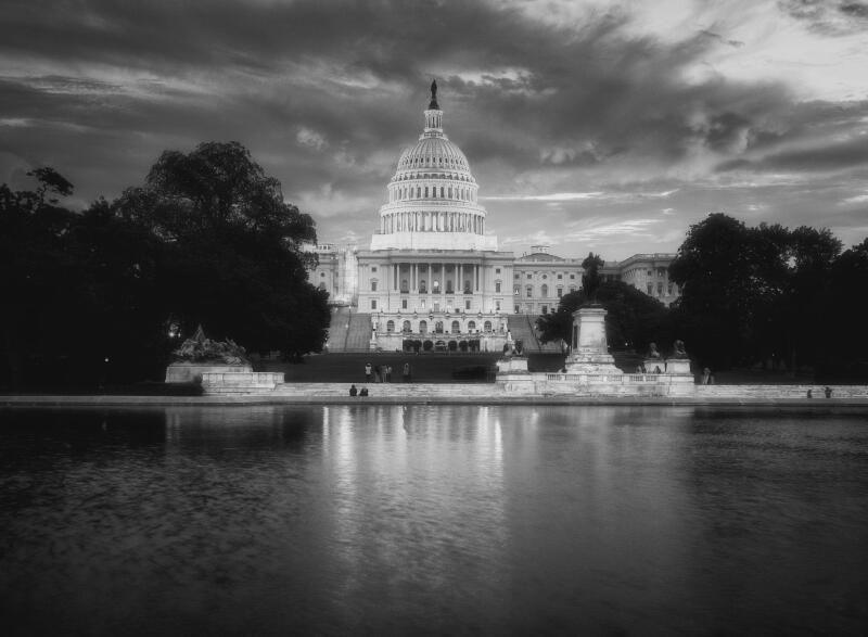 The Capitol Building, home to the Senate and the US House of Representatives on the National Mall in Washington DC.