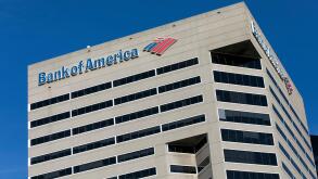 A logo sign outside of a facility occupied by Bank of America, in Baltimore, Maryland on January 11, 2019.