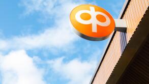 Kouvola, Finland - 22 September, 2019: OP-Pohjola Group bank office exterior with sign.