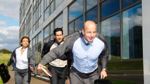 Business people running