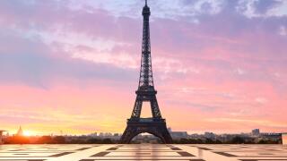 Paris, Eiffel tower at sunrise