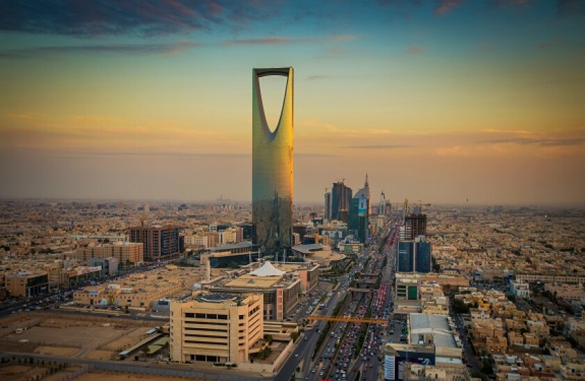 Sunset over Riyadh; Riyadh, Saudi Arabia