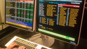 A Bloomberg LP financial data terminal