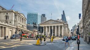 Great Britain, England, City of London, Bank junction with view of the Bank of England and the Royal Exchange