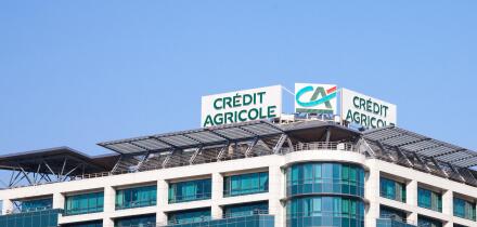 BELGRADE, SERBIA - APRIL 29, 2018: Logo of Credit Agricole on their local headquarters for Serbia. Credit Agricole Srbija is one of the French leading