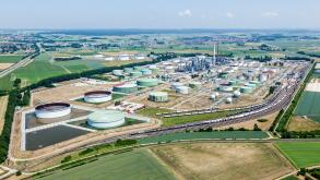 Aerial view, Gunvor Ingolstadt refinery GmbH, Ingolstadt, Upper Bavaria, Bavaria, Germany