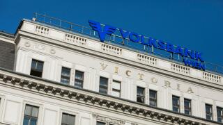 A logo sign outside of the headquarters Volksbank Wien in Vienna, Austria, on September 6, 2018.