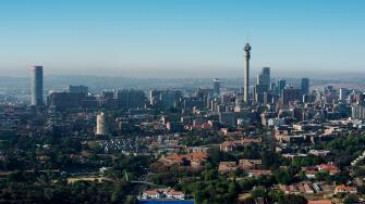 Aerial view of the Johannesburg city skyline
