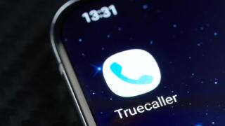 New york, USA - May 5, 2022: Truecaller mobile app on smartphone screen close up view