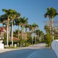 Fort Lauderdale, Florida, USA. View along exclusive Royal Palm Drive, a typical residential tree-lined avenue in the Nurmi Isles district.
