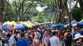 people in crowded market in Kuala Lumpur, Malaysia