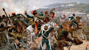 Crimean War. The Relief of the Light Brigade by Richard Caton Woodville, Jr., oil on canvas, 1896. The painting depicts the Charge of the Light Brigade during the Battle of Balaclava in 1854
