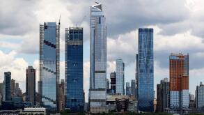 The West Side of Midtown Manhattan, New York City. The Hudson Yards complex is prominently visible.