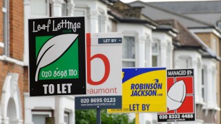 Row of To Let house property signs. London. UK 2009.