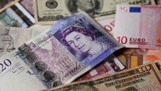 Sterling, dollar and euro bank notes