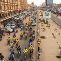 Benin, Cotonou, downtown and its motorbikes taxis called Zems