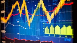 Stock market index graphs background.