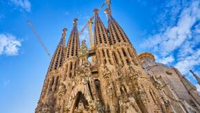 Sagrada Familia Cathedral design by Antoni Gaudi, Barcelona, Catalonia, Spain