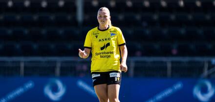 Bergen, Norway. 04th May, 2025. 250504 Rebekka Ausland of Start during the 1. division football match between Asane and Start on May 4, 2025 in Bergen. Photo: Marius Simensen/BILDBYRAN/Cop 238 1. division 1. divisjon bbeng dam football fotball fotboll sta