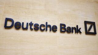 Deutsche Bank Sign Outside The London Wall Branch London UK