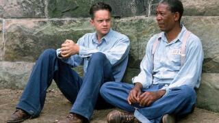 TIM ROBBINS, MORGAN FREEMAN, THE SHAWSHANK REDEMPTION, 1994, alamy, LatAm, 575