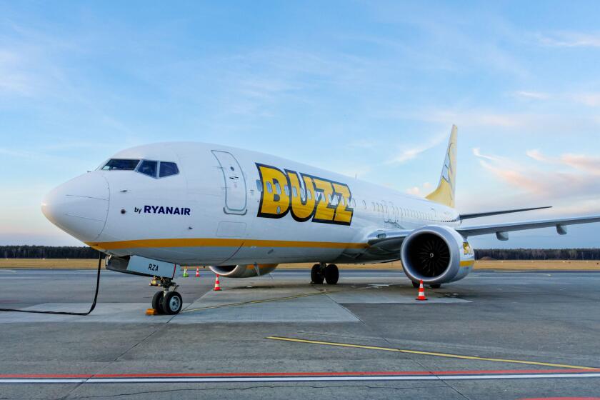 Ryanair Buzz aircraft at Warsaw Modlin Airport, Poland
