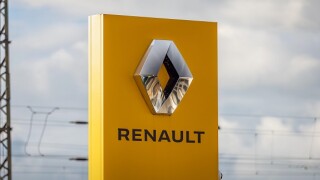 Renault logo sign of the French automotive brand. The emblem is at the exterior of a car dealer. The Industry in Europe is a big employer.