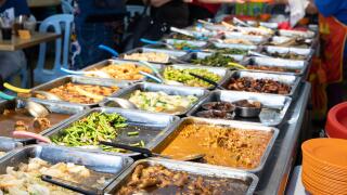 Food variety for picking, known as economy rice in Malaysia