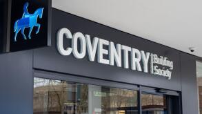 Sign and logo for the Coventry Building Society, Milton Keynes, UK