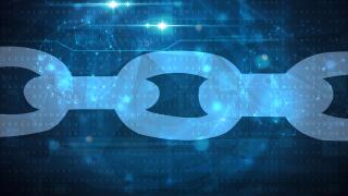 blockchain technology concept blue background