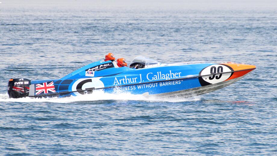 The Arthur J Gallagher Team during the inaugural Scottish Grand Prix of the Sea, held at Greenock on the Firth of Clyde.