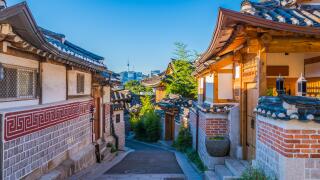 Bukchon Hanok Village in Seoul, South Korea.