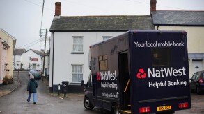 a natwest mobile bank, pictured during a weekly visit to Chulmleigh, a village in Devon, UK