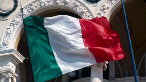 Low angle view of Italian flag, Italy, Europe