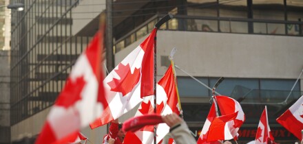Canadian hockey fans during the 2010 Winter Olympics, Vancouver, Canada