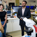 AirTrunk founder Robin Khuda with students after gifting $100 million to the University of Sydney to support women in STEM